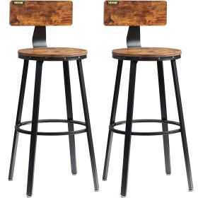 VEVOR Rustic Bar Stools Counter Height Round Bar Chairs with Backrest 29" 2 Set