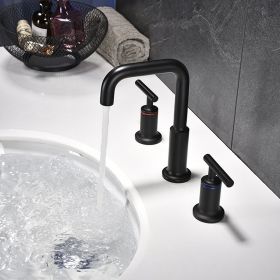 Matte Black Widespread Two Handles 3-Hole Bathroom Sink Faucet