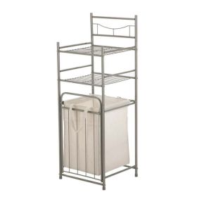 2-Shelf Steel Storage Shelf Unit with Hamper, Satin Nickel Finish Adult, 10 lb Capacity