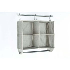 4-Shelf Hanging Polyester and Cotton Closet Organizer with Hanging Rack