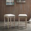 Arnhem Wood Upholstered Swivel Counter Height Stool, Set of 2, Tan