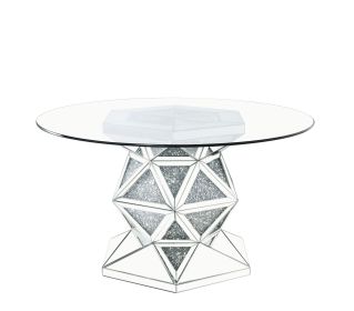 ACME Noralie Dining Table, Mirrored & Faux Diamonds 72145