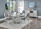 Formal Traditional Dining Table Round Table Silver Hue Glass Top 1pc Dining Table Dining Room Furniture