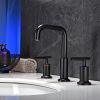 Matte Black Widespread Two Handles 3-Hole Bathroom Sink Faucet