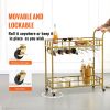 VEVOR 2 Tiers Gold Metal Bar Serving Cart with Wine Rack Glass Holder 120 LBS