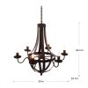 6 - Light Metal Chandelier, Hanging Light Fixture with Adjustable Chain for Kitchen Dining Room Foyer Entryway, Bulb Not Included