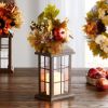 Way To Celebrate Harvest Set Of 2 Wood Color Lanterns- Pumpkin with LED battery candle