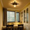 16 inch Flush Mount Ceiling Light;  Industrial Black Metal Star Ceiling Lights