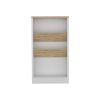 DEPOT E-SHOP Kenton Kitchen Island with 2 Bottle Organizer and Shelf, White / Macadamia