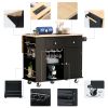 Kitchen Island with Power Outlet,Kitchen Storage Island with Drop Leaf and Rubber Wood,Open Storage and Wine Rack,5 Wheels,with Adjustable Storage for