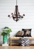 6 - Light Metal Chandelier, Hanging Light Fixture with Adjustable Chain for Kitchen Dining Room Foyer Entryway, Bulb Not Included