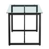 47'' Iron Dining Table with Tempered Glass Top, Clear & Black