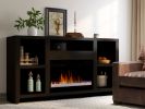 Bridgevine Home Urban Loft 62 inch Electric Fireplace TV Console for TVs up to 70 inches, Mocha Finish