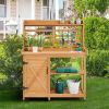 Aheetech Outdoor Potting Bench, Large Horticulture Work Table Workstation With Storage Cabinet Shelf & Planting Working Console For Patio