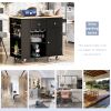 Kitchen Island with Power Outlet,Kitchen Storage Island with Drop Leaf and Rubber Wood,Open Storage and Wine Rack,5 Wheels,with Adjustable Storage for