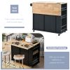 Kitchen Island with Power Outlet,Kitchen Storage Island with Drop Leaf and Rubber Wood,Open Storage and Wine Rack,5 Wheels,with Adjustable Storage for