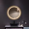 Round Touch LED Bathroom Mirror, Tricolor Dimming,  Brightness Adjustment -20"-DK