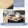 Kitchen Island with Power Outlet,Kitchen Storage Island with Drop Leaf and Rubber Wood,Open Storage and Wine Rack,5 Wheels,with Adjustable Storage for