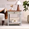 Retro End Table, Vintage Coffee Table with Drawers, For Living Room, Bedroom, Gray