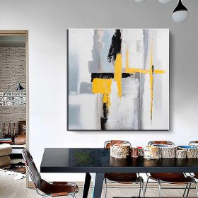 Hand Painted Oil Paintings Black and white gold Modern Abstract Oil Paintings On Canvas Wall Art Decorative Picture Living Room Hallway Bedroom Luxuri (Style: 1, size: 90x90cm)