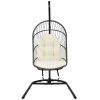 Hanging Wicker Egg Chair with Stand and Cushion