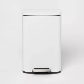 45L Rectangular Step Trash Can (Color: White)