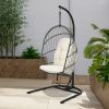 Hanging Wicker Egg Chair with Stand and Cushion