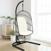 Hanging Wicker Egg Chair with Stand and Cushion