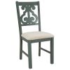 5-Piece Round Dining Table and 4 Fabric Chairs with Special-shaped Table Legs and Storage Shelf