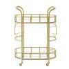 2 Glass Shelves  Serving Trolley Bar Cart  with Durable Metal Frame for Hotel Dining Room Restaurant