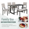 6-Piece Dining Table and Chair Set with Special-shaped Legs and Foam-covered Seat Backs&Cushions for Dining Room