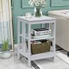 2 Pieces 3-Tier Nightstand with Reinforced Bars and Stable Structure