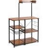 4-tier Kitchen Baker's Rack with Basket and 5 Hooks