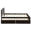 Twin Platform Storage Bed Wood Bed Frame with Two Drawers and Headboard