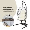 Hanging Wicker Egg Chair with Stand and Cushion