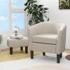 Barrel Club Chair with Ottoman Set Linen Fabric Accent Chair with Footrest