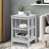 2 Pieces 3-Tier Nightstand with Reinforced Bars and Stable Structure